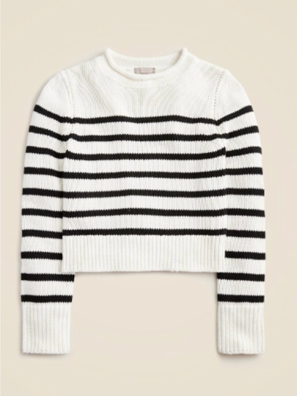 J. Crew Heritage Cotton Rollneck Sweater Stripe Coastal Preppy Classic Nautical